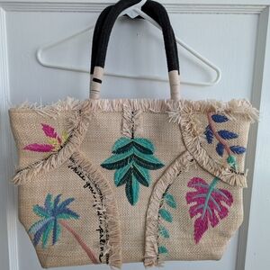 Tropical Embroidered Tote Bag